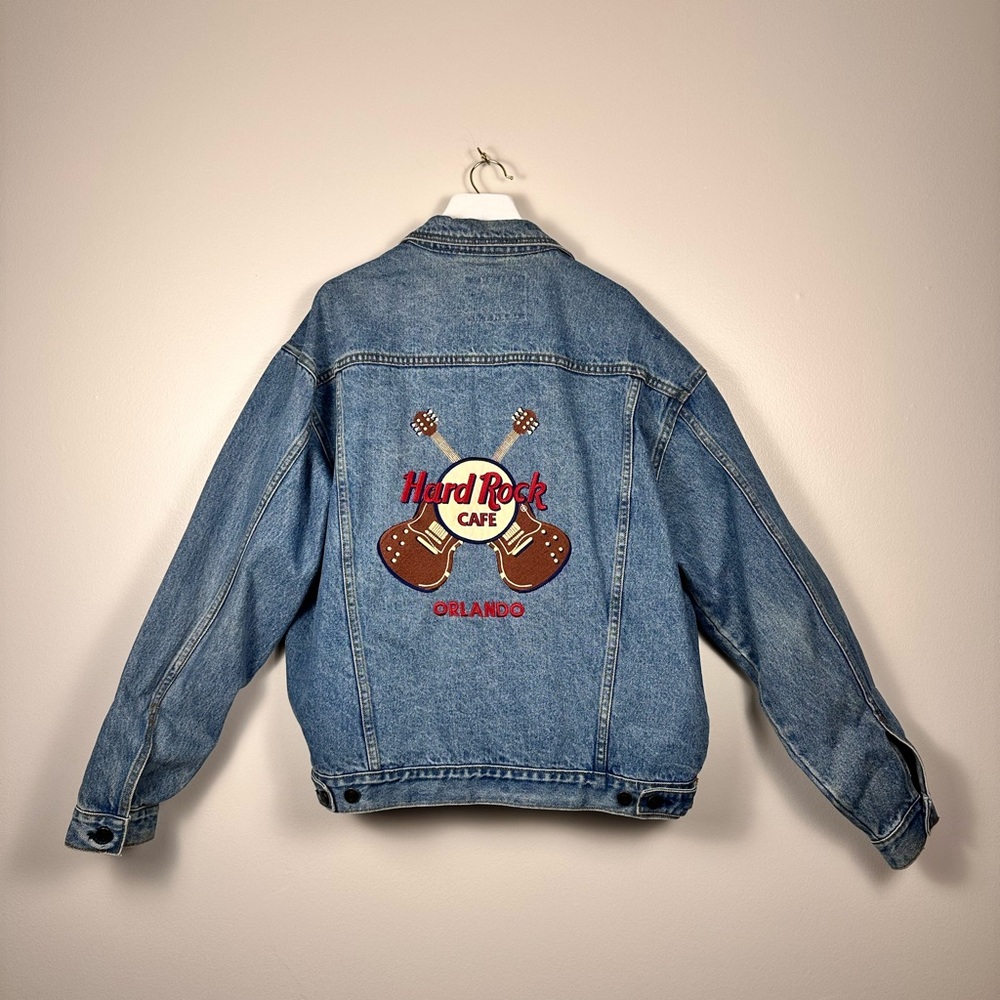 Vintage Hard Rock Cafe Orlando Denim Jacket guitar size L